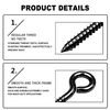 Wooden Round Head Metal Eye Bolt Heavy Duty Black Larger Hanging Screw Hook Eye Hooks Screw