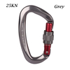 D Shape Black Outdoor Camping Aluminum Locking Mosquetones 25kn Self-locking Heavy Duty Carabiners