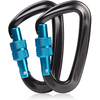 10KN Black Laser Logo Screw Gate Metal Lightweight Hammock Dog Leash Screw Locking Carabiner Climbing Custom Carabin
