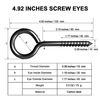 Wooden Round Head Metal Eye Bolt Heavy Duty Black Larger Hanging Screw Hook Eye Hooks Screw