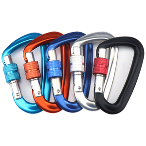 12KN Aluminum Rock Safety carabiner screw D Shape Locking carabiner dog Leash Hook outdoor camping hiking EN CE manufacture