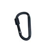 D Shape Flat Black Aluminum 6061 Snap Hook With Screw Keychain Carabiner